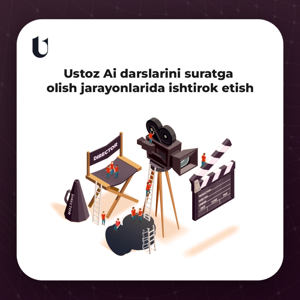 Ustoz AI darslarini suratga olish jarayonlarida ishtirok etish product image